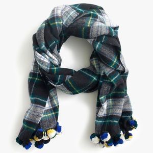 Plaid Pom-Pom Scarf